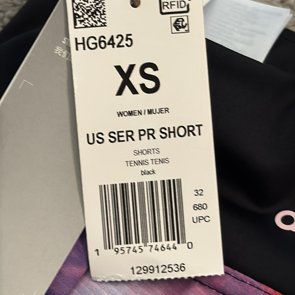 NEW Adidas XS Women's Tennis Us Series Printed Shorts, Black blue athletic NWT - Picture 9 of 12